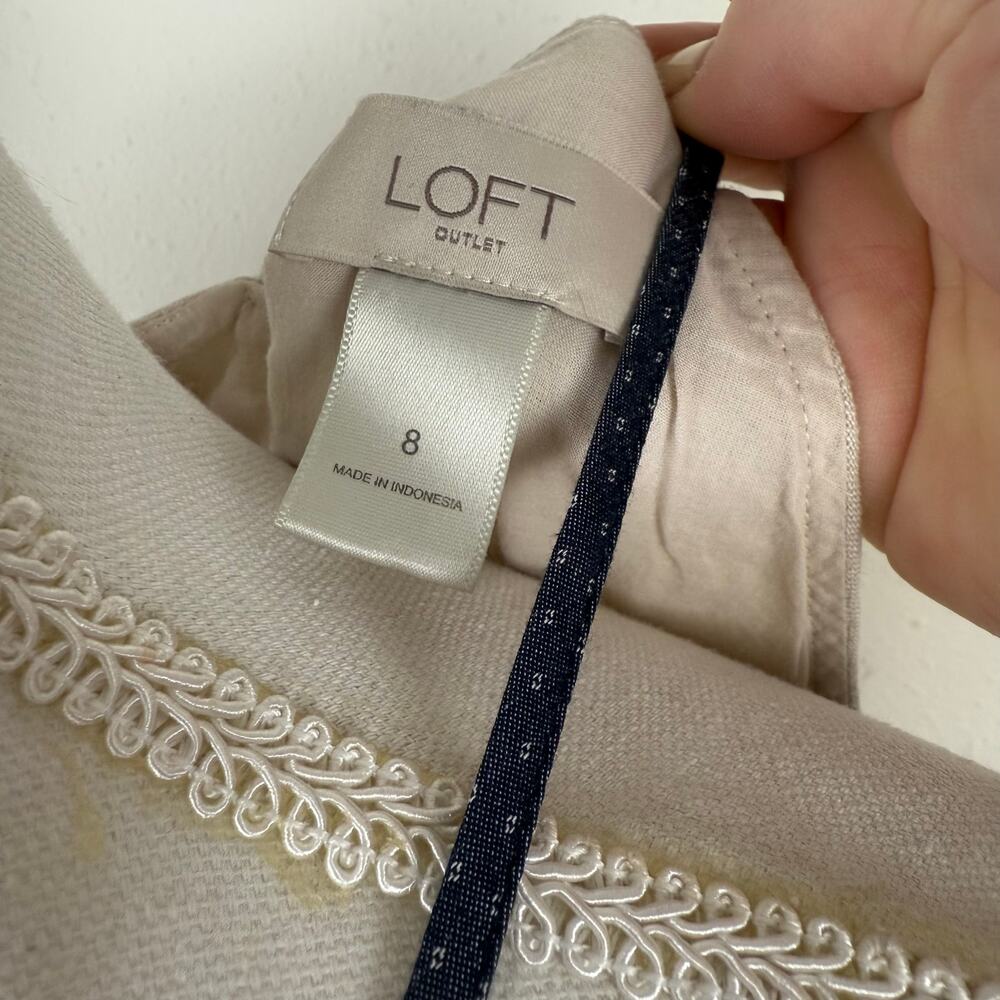Loft Women Linen Blend Dress Size 8 Floral Coastal Beach Boho Travel Vacation - Picture 6 of 7